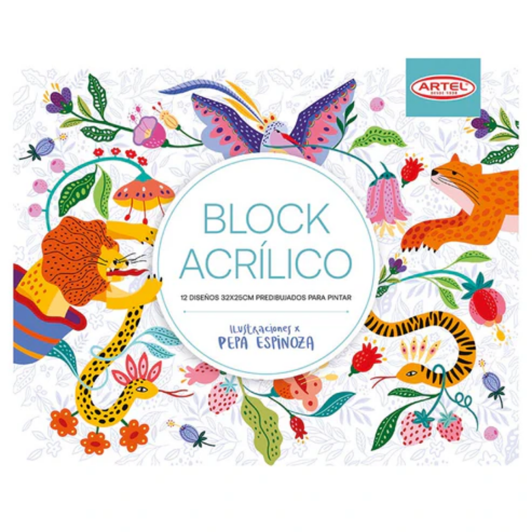 Block de Papel para Acrílico con Diseños – 300 gsm – 12 Hojas