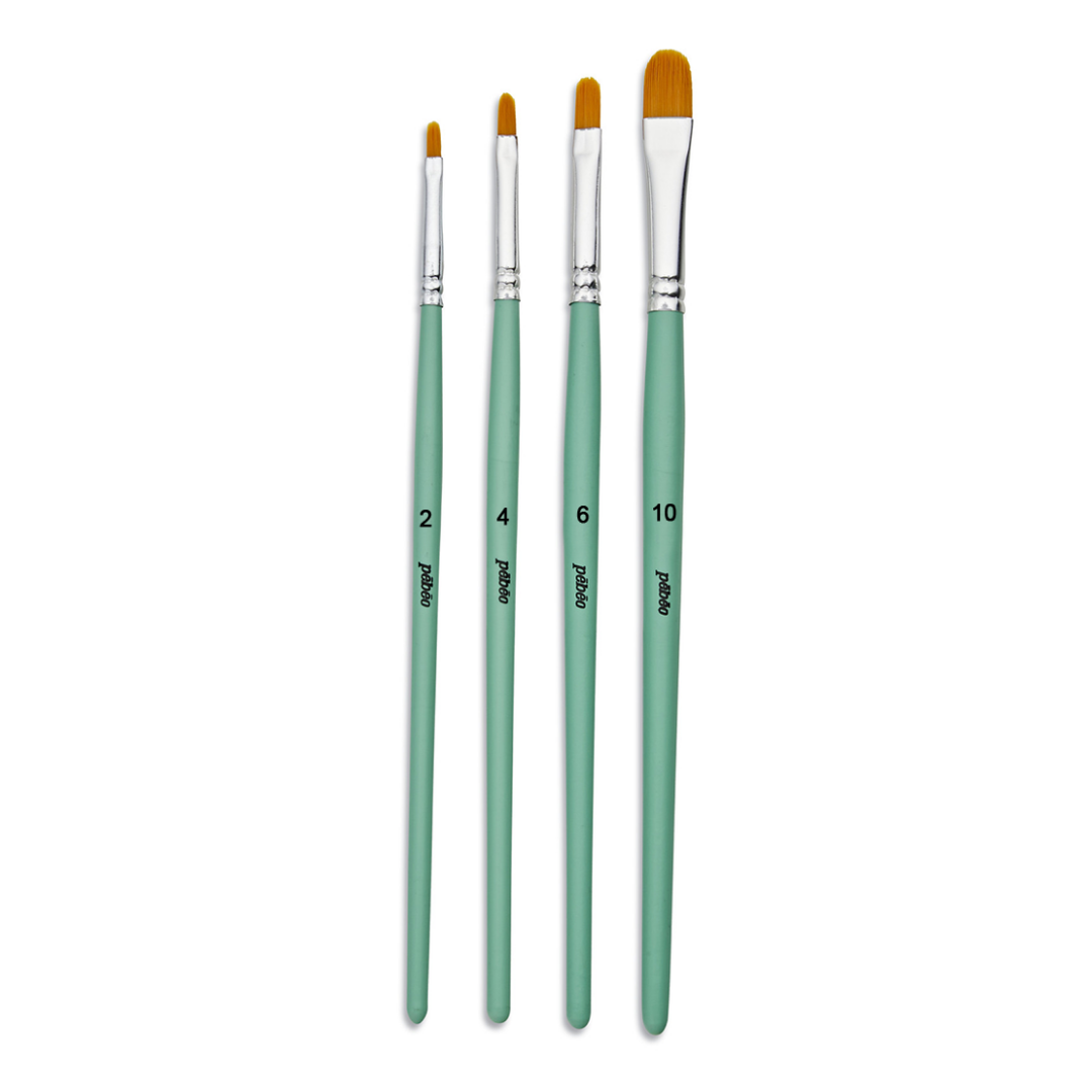 Pinceles Acrílico Fluido – Set 4 Unidades – Avellanados