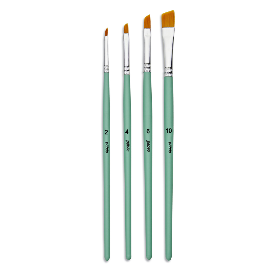 Pinceles Acrílico Fluido – Set 4 Unidades – Angulares