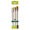 Pinceles Acrílico y Óleo – Set 4 unidades – Redondo y plano