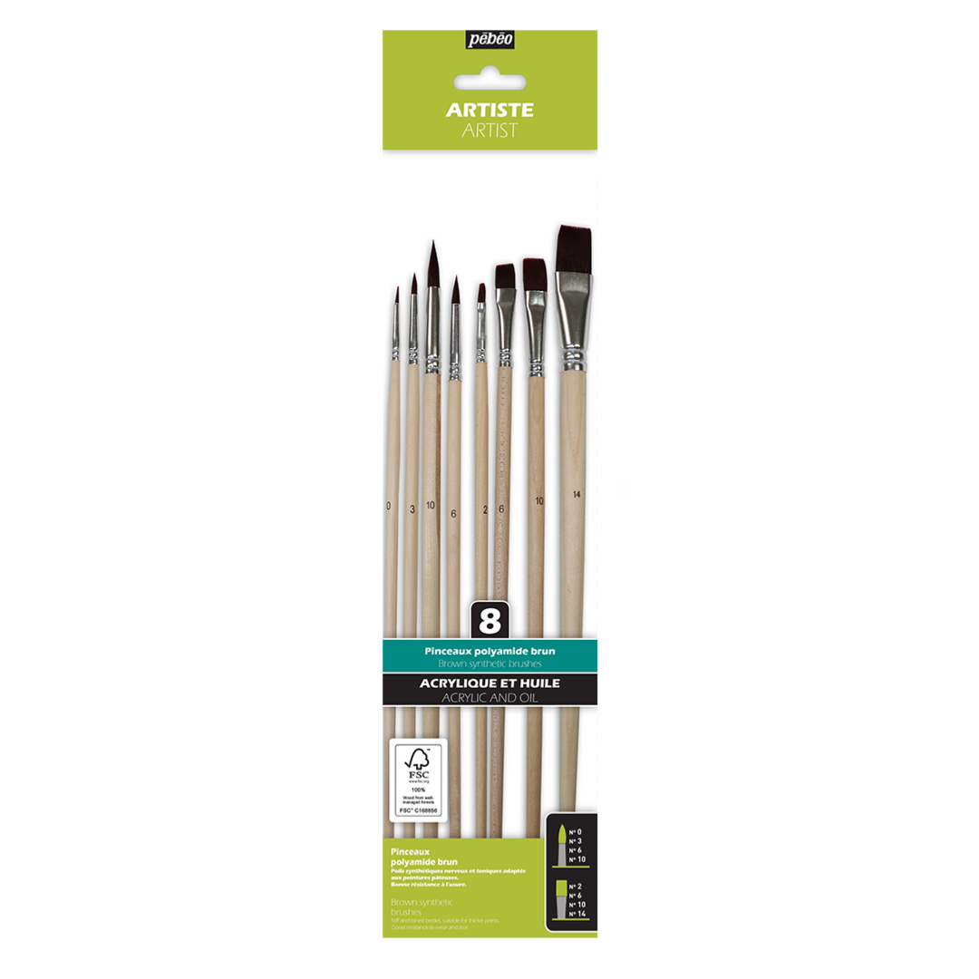 Pinceles Acrílico y Óleo – Set 8 unidades