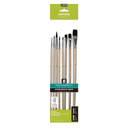 Pinceles Acrílico y Óleo – Set 8 unidades