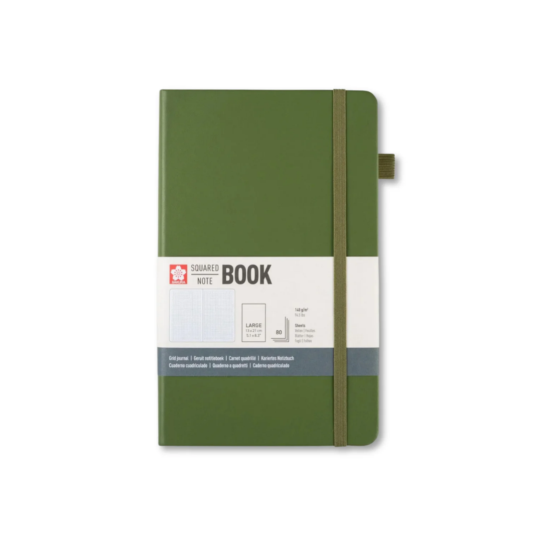 Libreta – Tamaño 13 × 21 cm – Hoja de cuadros – Verde Pino