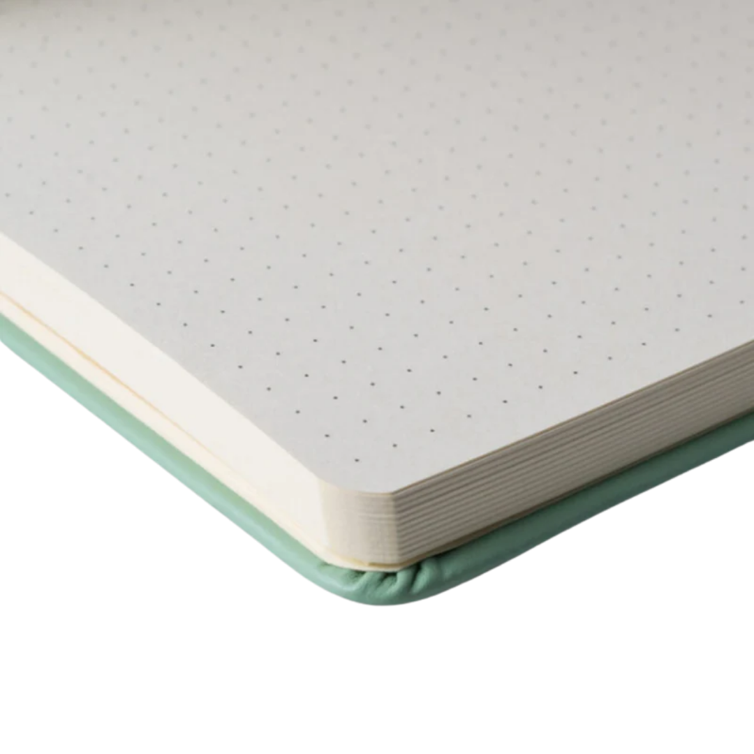 Libreta – Tamaño 13 × 21 cm – Hoja de puntos – Verde Patina