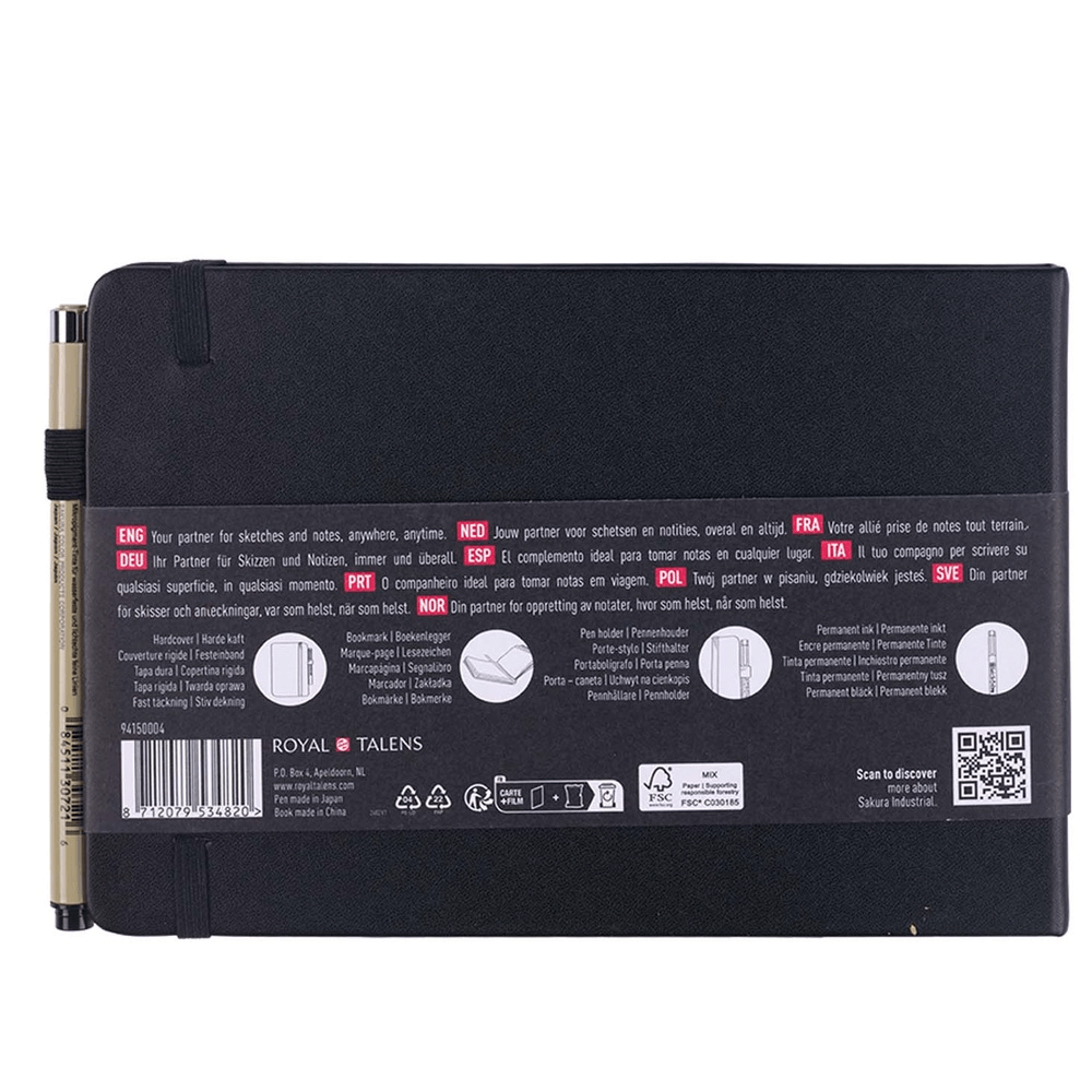 Libreta Hoja Crema 21 × 14,8 cm + Lápiz Pigma Micron PN Negro