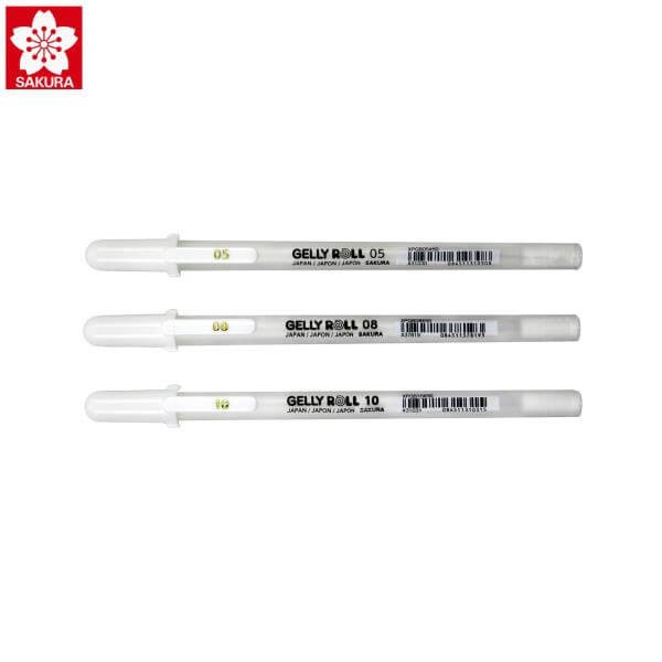 Gelly Roll – Set 3 Grosores (05 mm / 08 mm / 10 mm) – Blanco