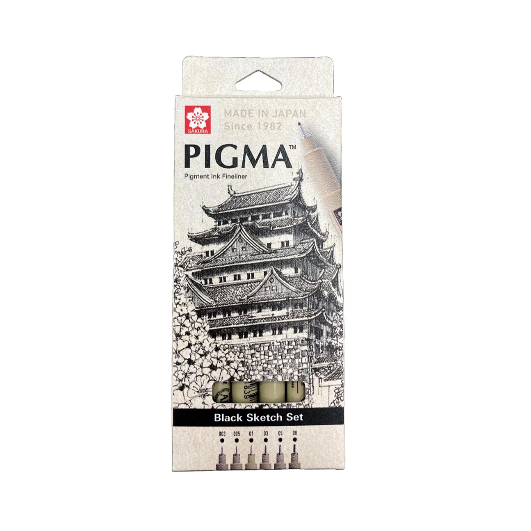 Tiralíneas Pigma Micron – Set 6 Grosores – Negro