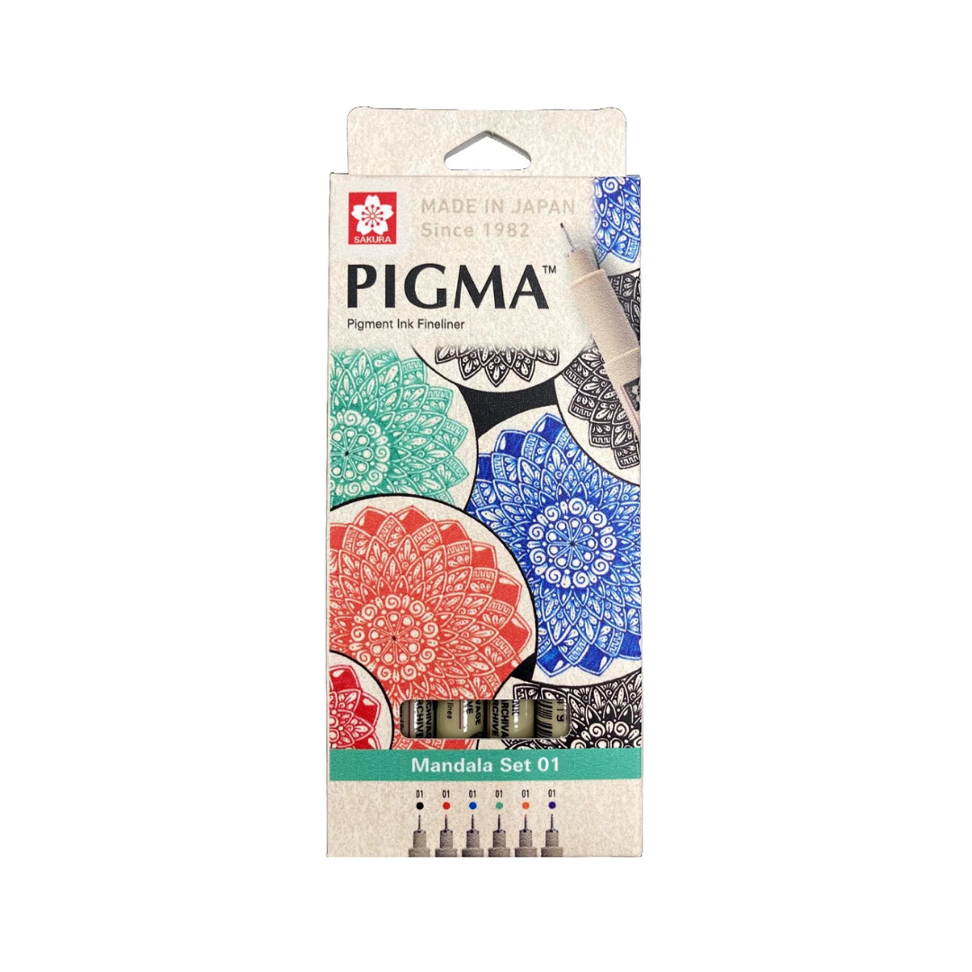 Tiralíneas Pigma Micron – 0.1 mm – Set 6 Colores (Mandala)