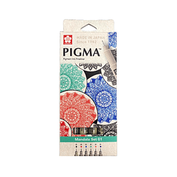 Tiralíneas Pigma Micron – 0.1 mm – Set 6 Colores (Mandala)