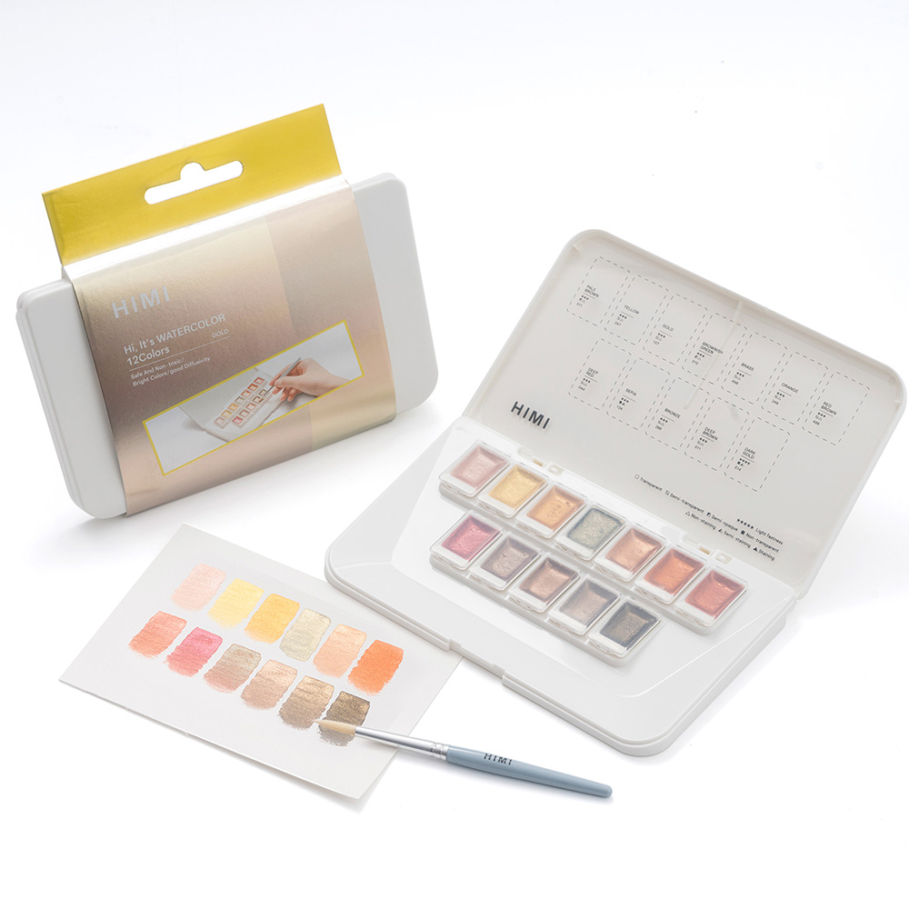 Acuarela Metalizada – Set 24 Colores – Selección Oro