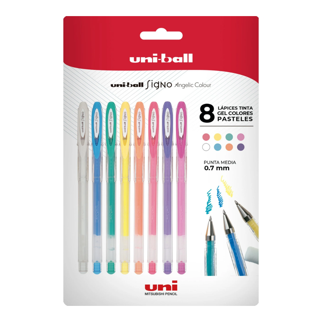 Lápices Gel Signo – Set 8 colores – Pastel