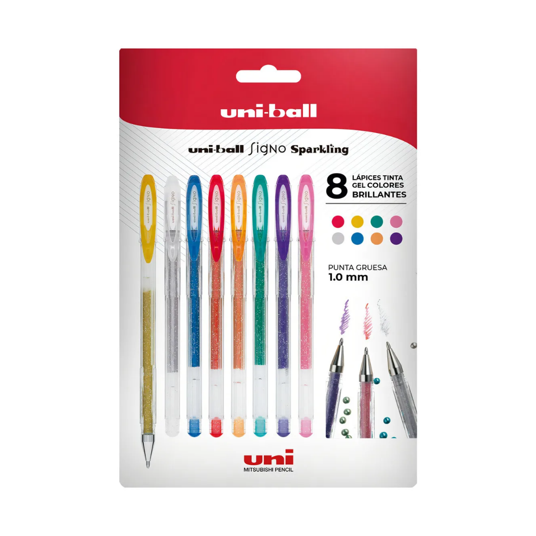 Lápices Gel Signo – Set 8 colores – Sparkling