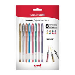 Lápices Gel Signo – Set 8 colores – Noble Metal