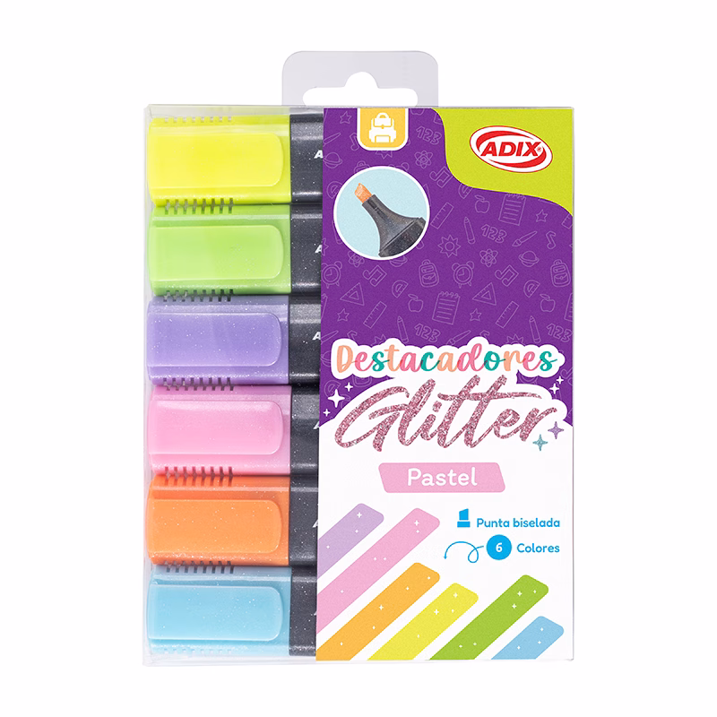 Destacadores Glitter Pastel