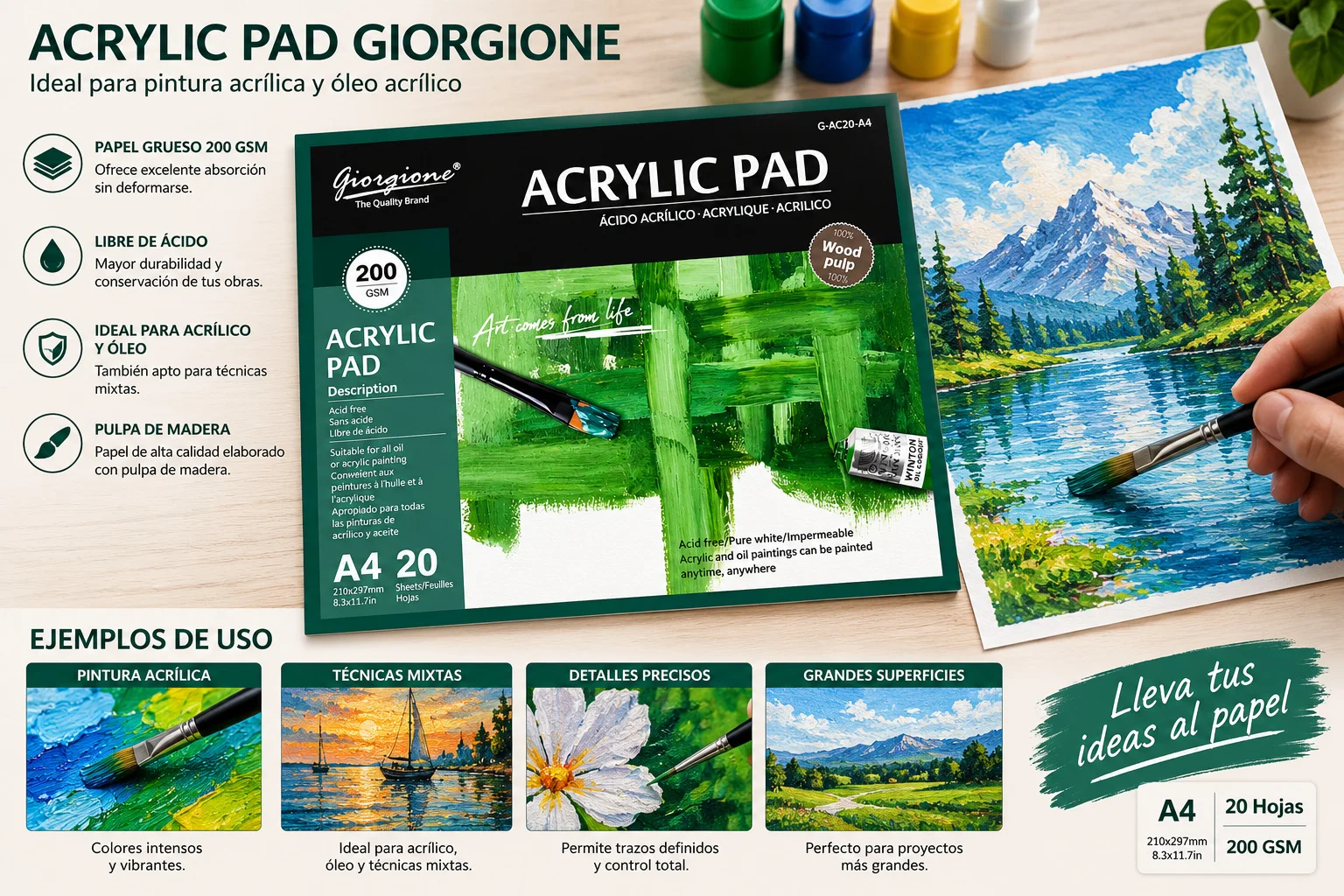Block Acrílico Giorgione A4 – 20 Hojas