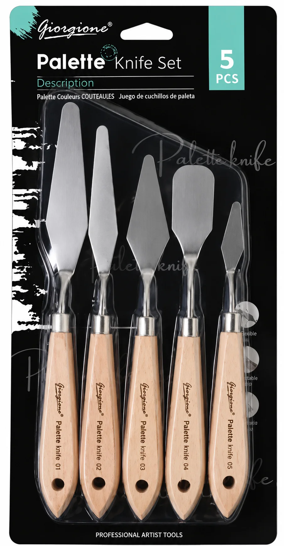 Set 5 Espátulas Giorgione con Mango de Madera