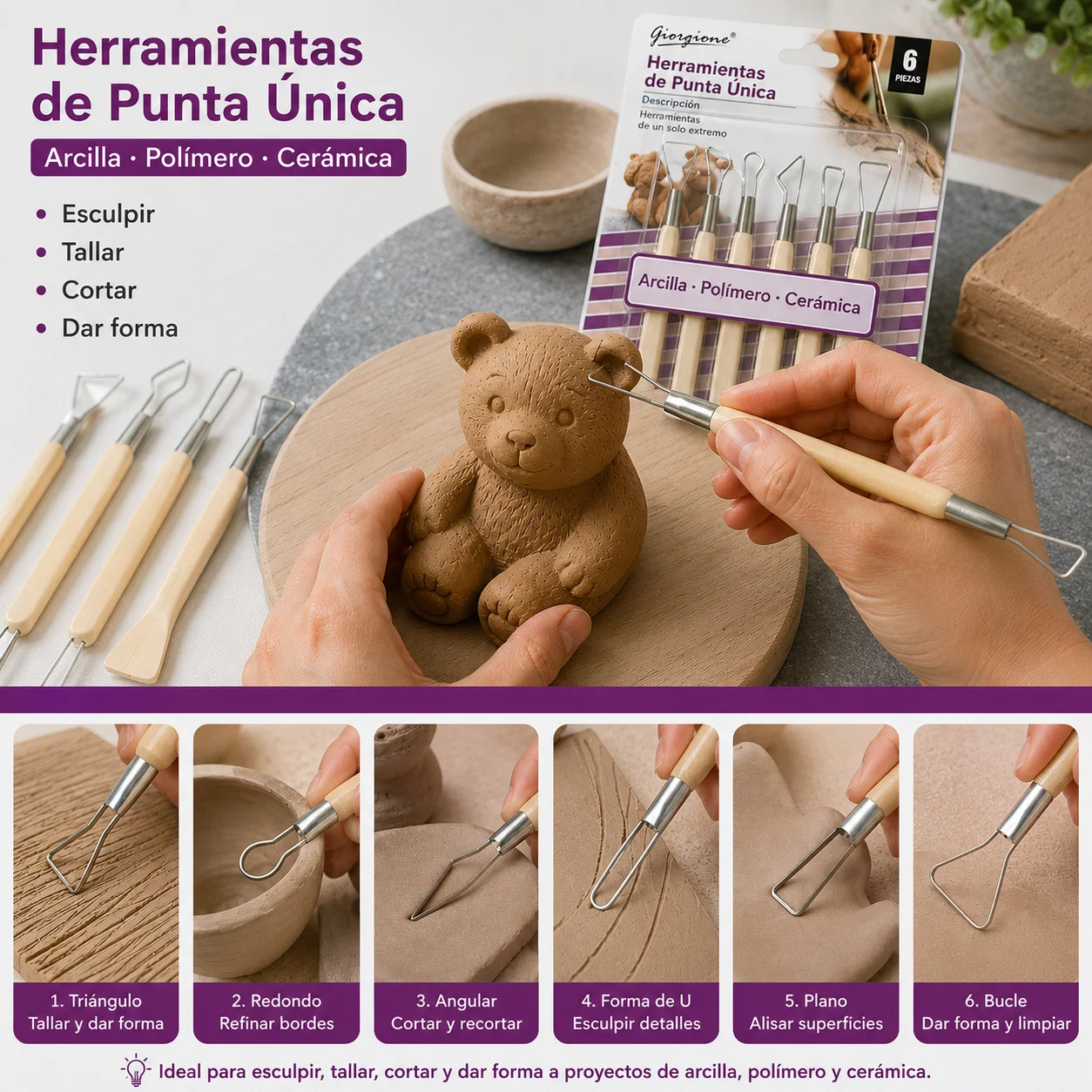 Set 6 Herramientas de Modelado Giorgione