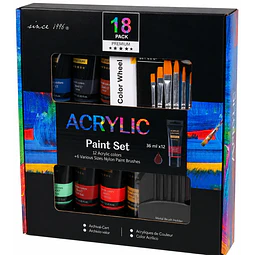 Set 12 Pinturas Acrílicas Giorgione – 36 ml + 6 Pinceles