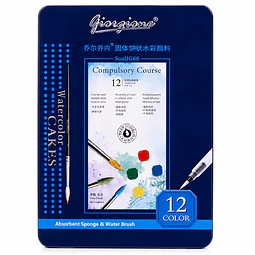 Set 12 Acuarelas Giorgione con Pincel de Agua