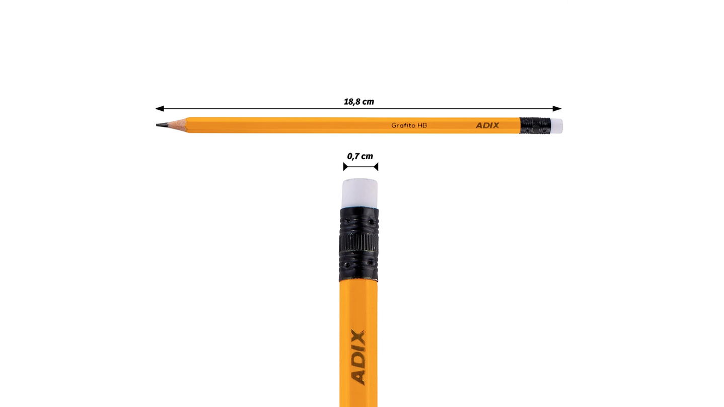 Lápiz Grafito HB Nº2 con  Goma de Borrar 3