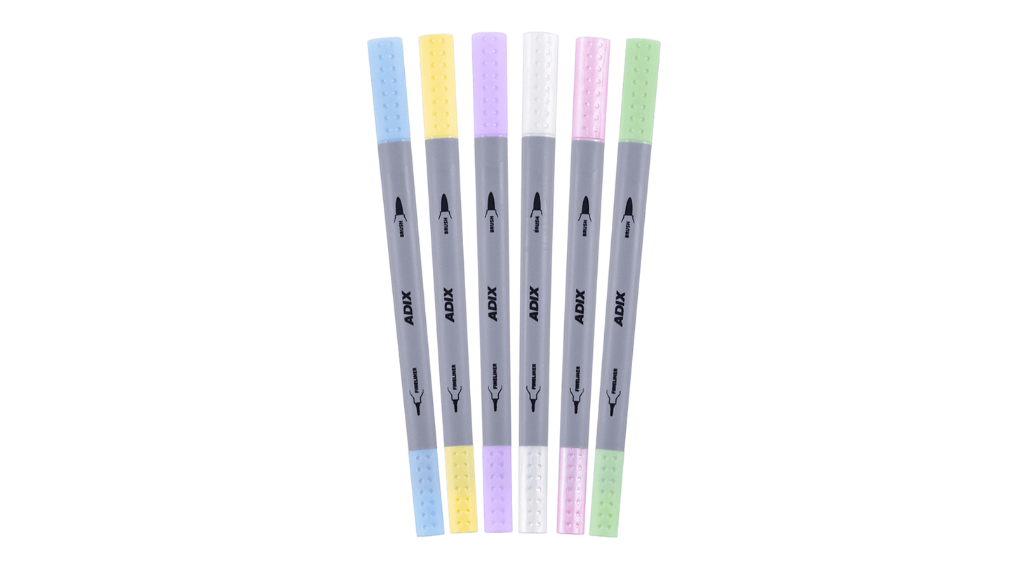 Set de Marcadores Brush Pen / Fineliner 6 Colores 4
