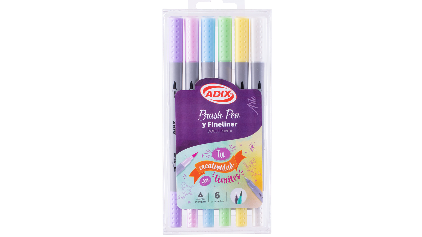 Set de Marcadores Brush Pen / Fineliner 6 Colores 1