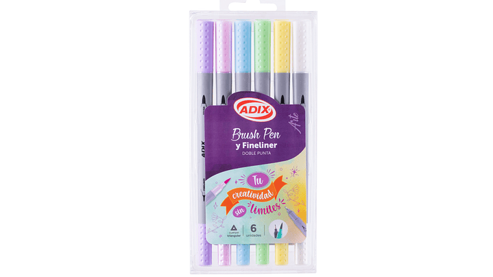 Set de Marcadores Brush Pen / Fineliner 6 Colores 1
