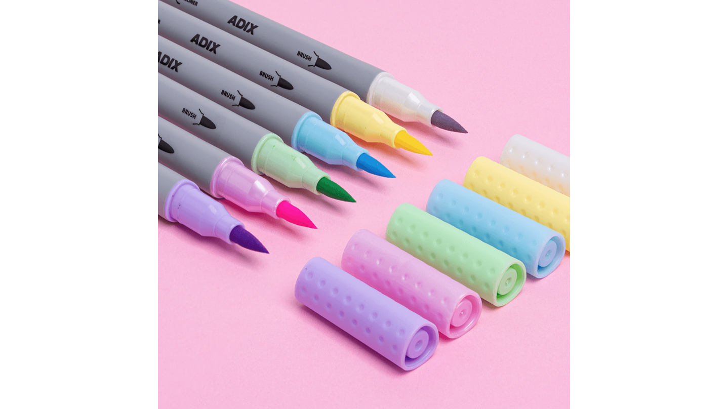 Set de Marcadores Brush Pen / Fineliner 6 Colores 6