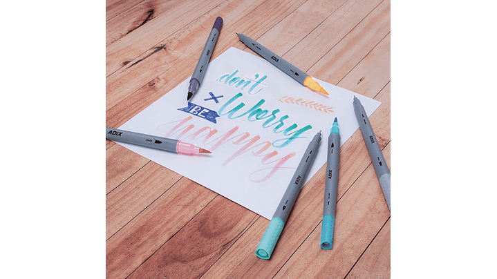 Set de Marcadores Brush Pen / Fineliner 6 Colores 2