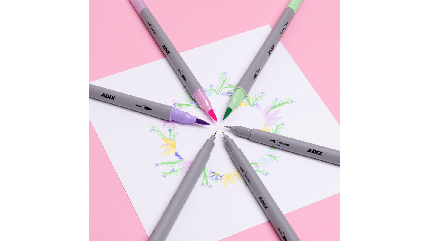 Set de Marcadores Brush Pen / Fineliner 6 Colores 8