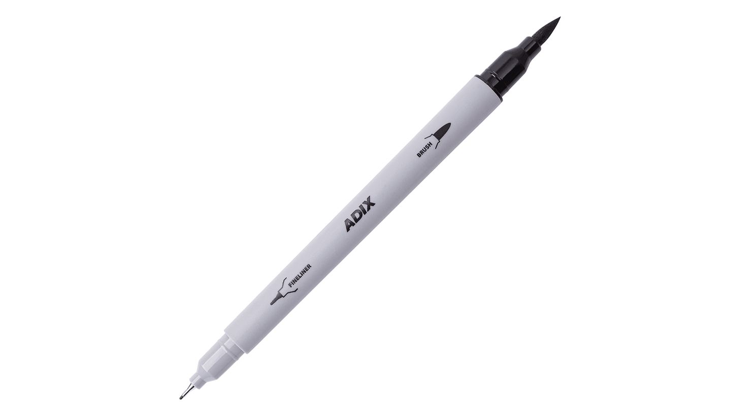 Marcador Doble Punta Brush Pen + Fineliner Negro 1