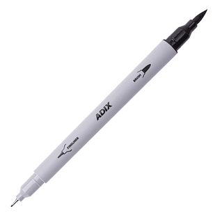 Marcador Doble Punta Brush Pen + Fineliner Negro