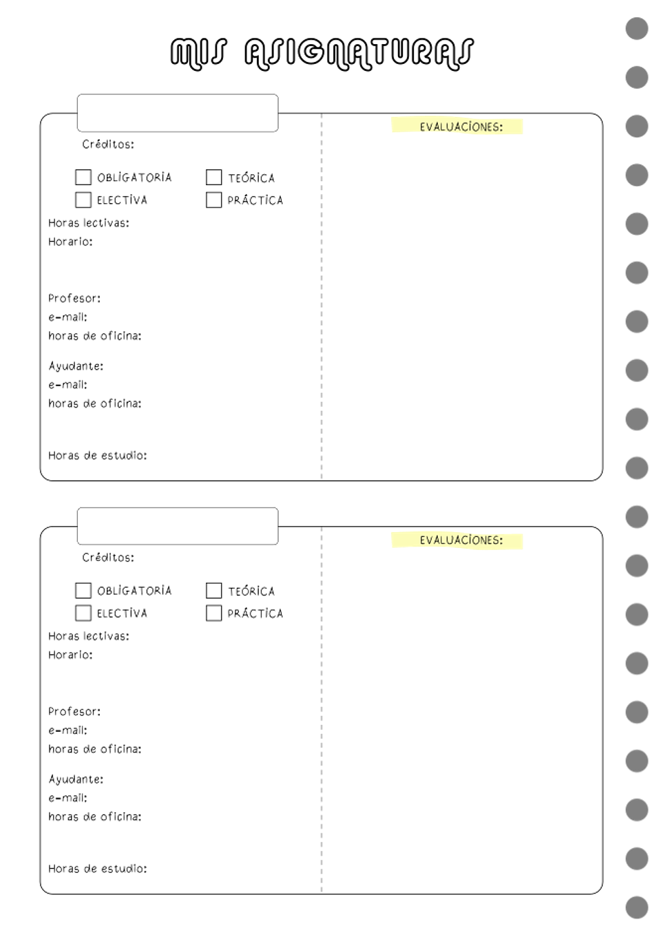 Planificador de estudio B5 3