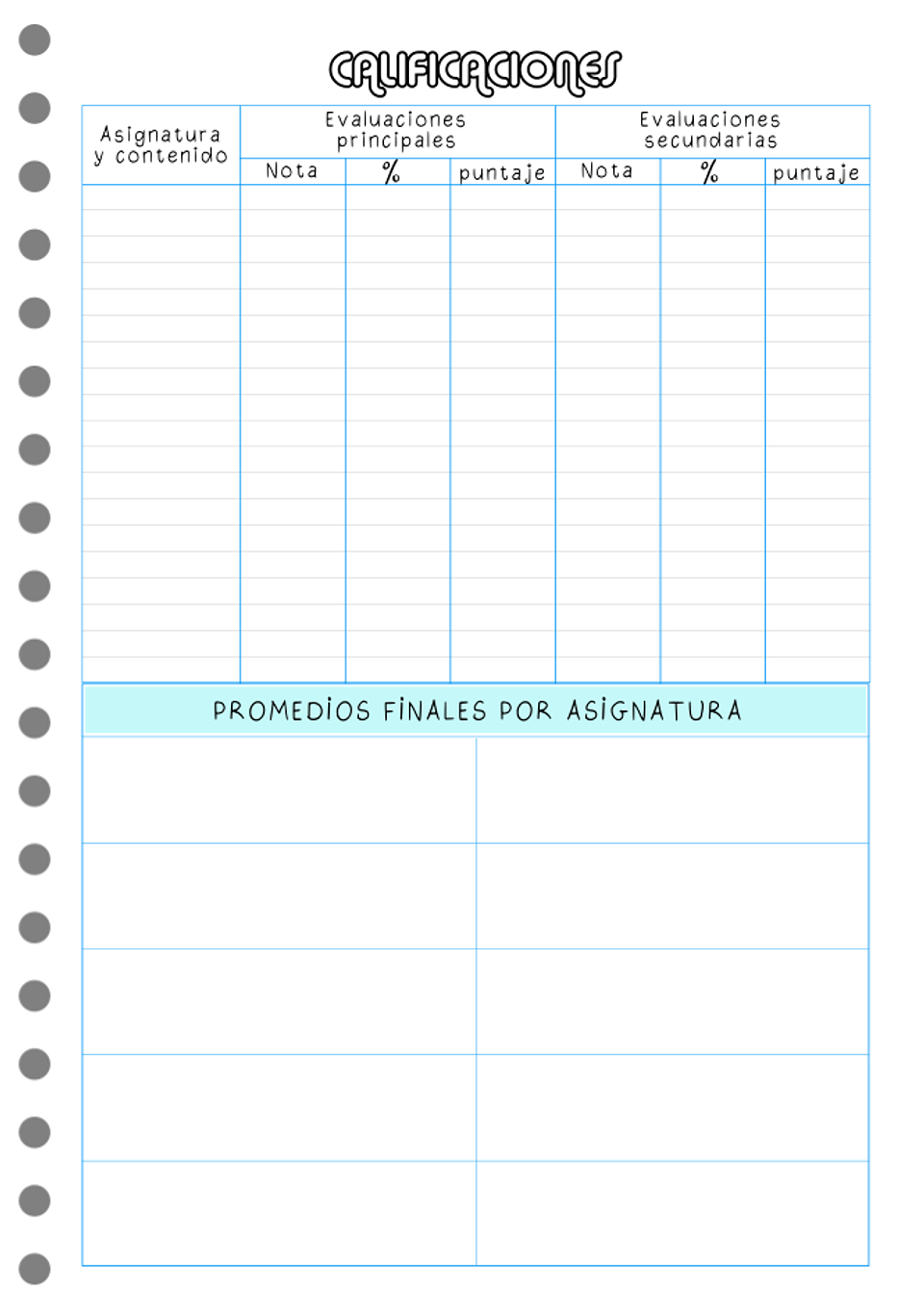 Planificador de estudio B5 5