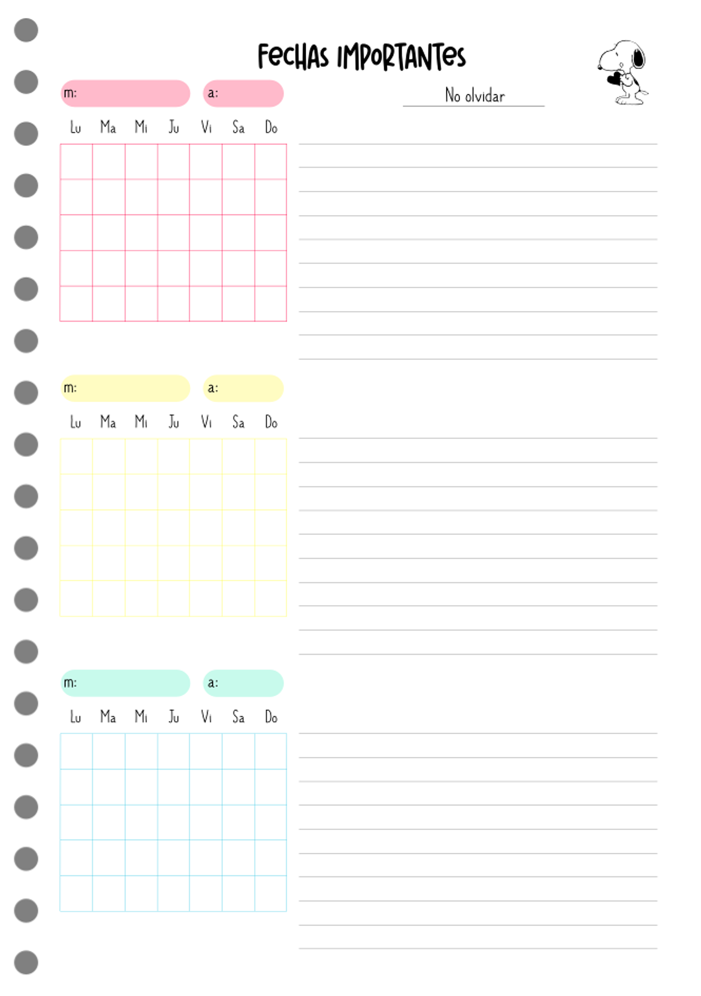 Planificador anual Snoopy B5 4