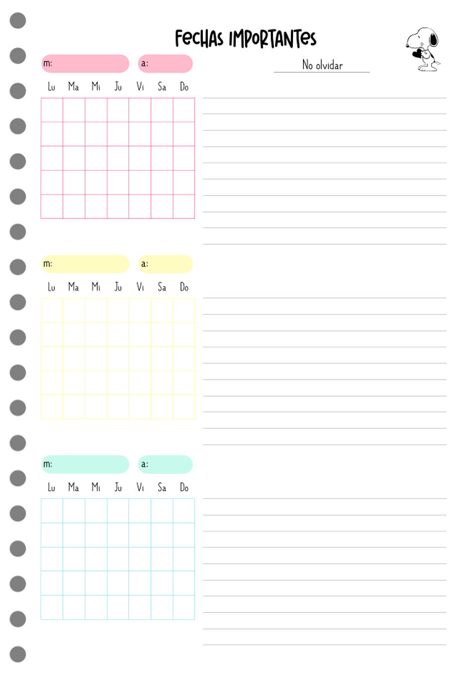 Planificador anual Snoopy B5 4