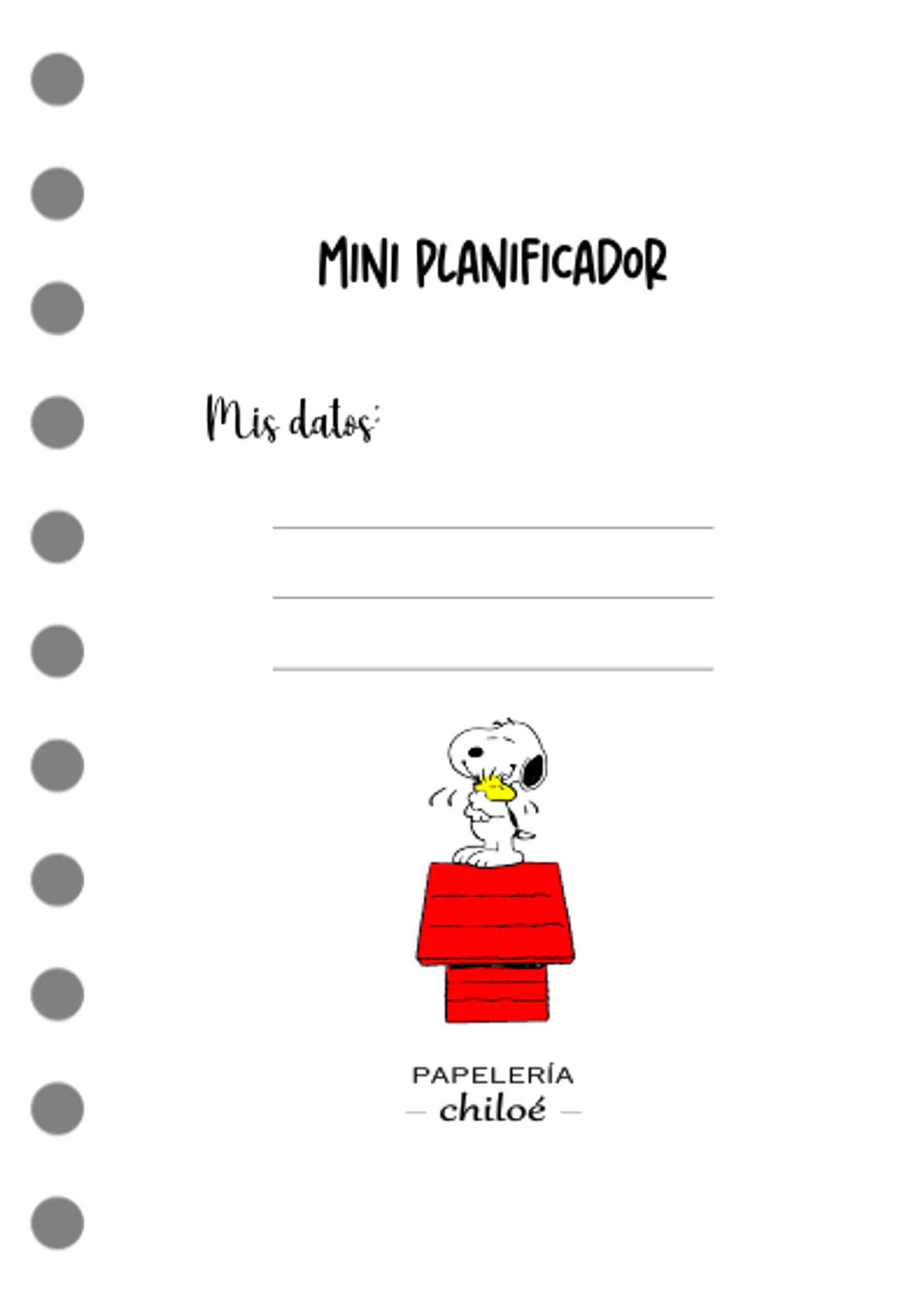 Planificador anual Snoopy A6 2