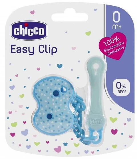 Chicco Easy Clip C/Cadena Celeste P/Chupetes 