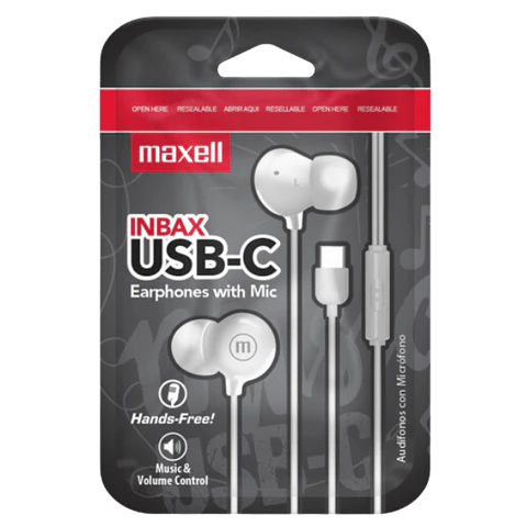 Maxell Audífonos In Ear C/Mic USB-C Blanco 