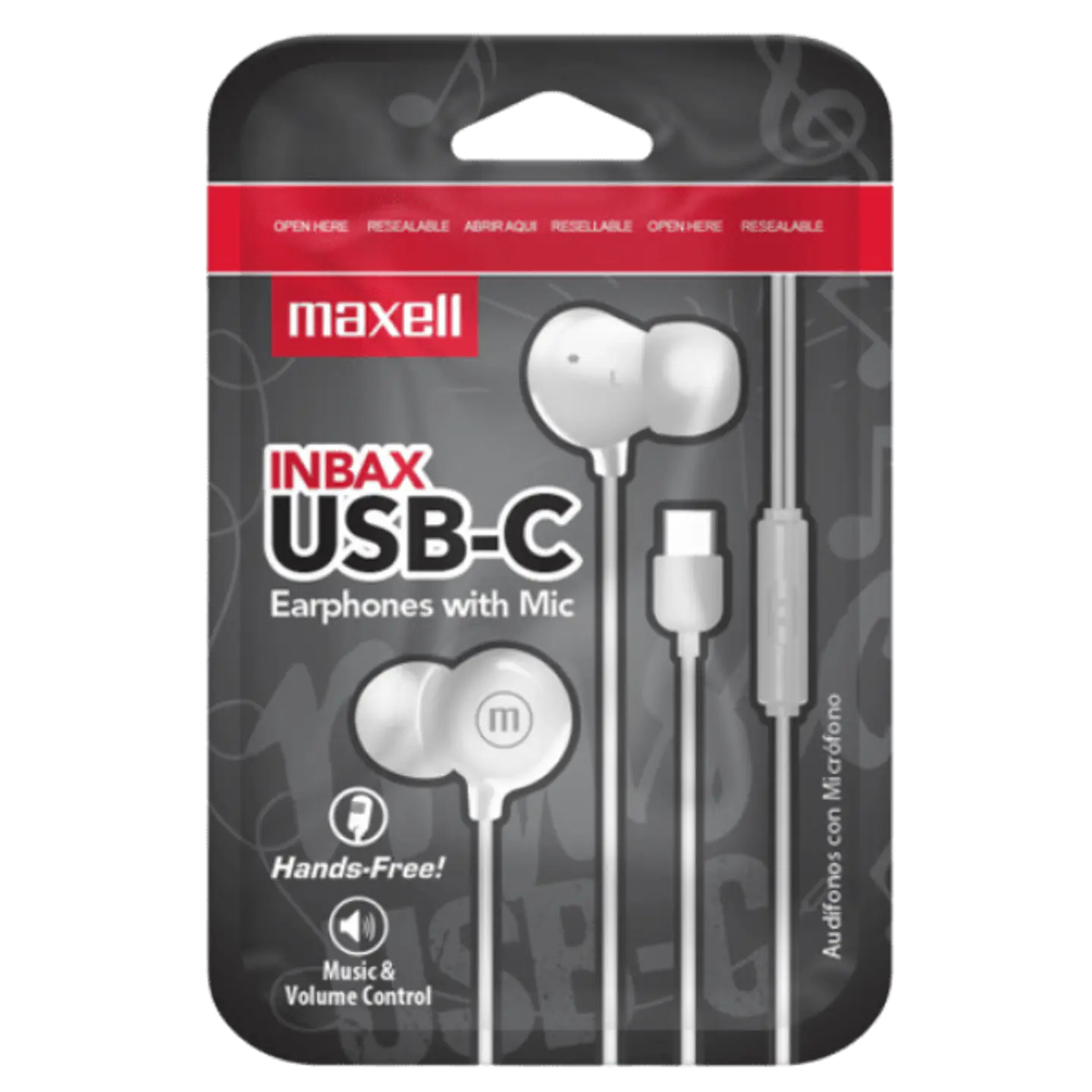Maxell Audífonos In Ear C/Mic USB-C Blanco  1