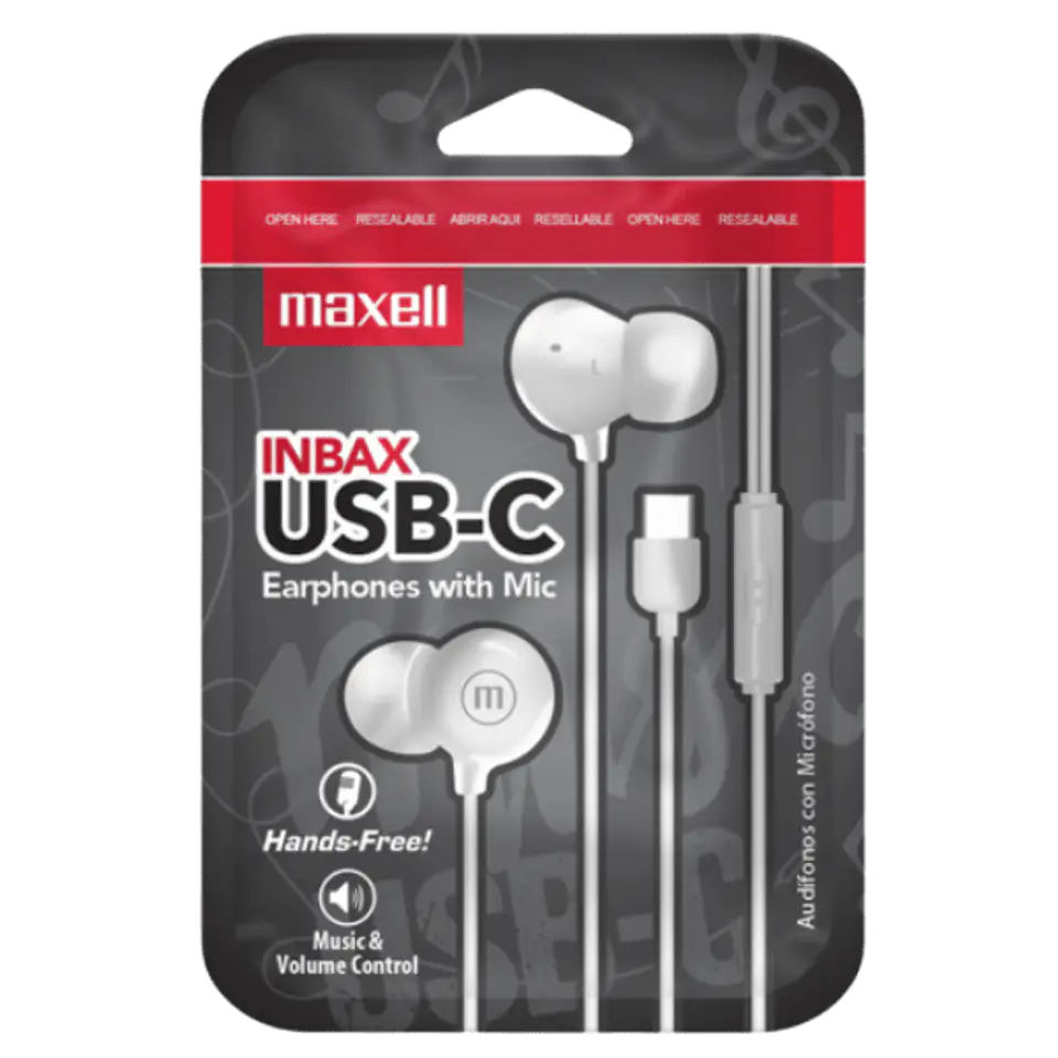 Maxell Audífonos In Ear C/Mic USB-C Blanco  1