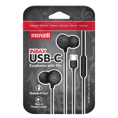 Maxell Audífonos In Ear C/Mic USB-C Negro 