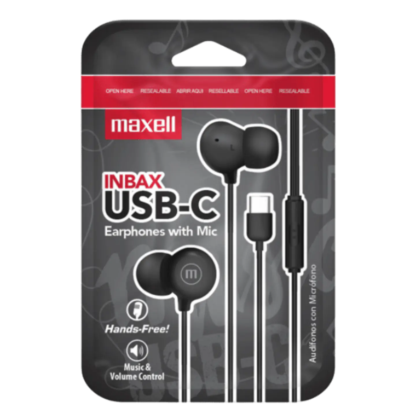 Maxell Audífonos In Ear C/Mic USB-C Negro  1