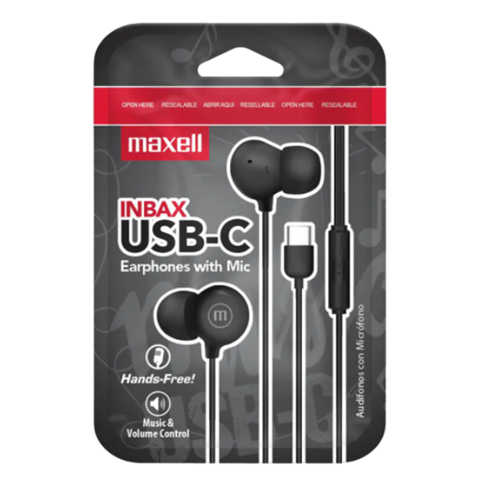 Maxell Audífonos In Ear C/Mic USB-C Negro  1