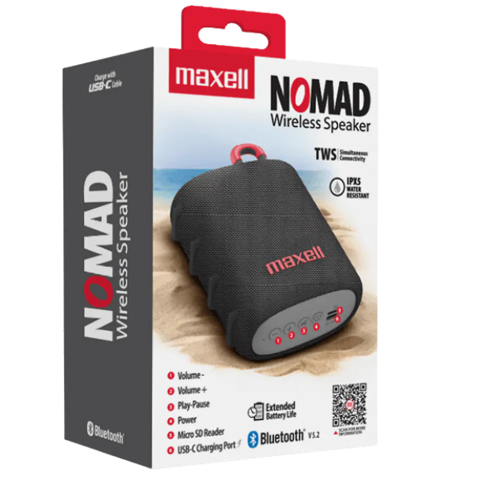 Maxell Parlante Bluetooth Nomad Gris  3