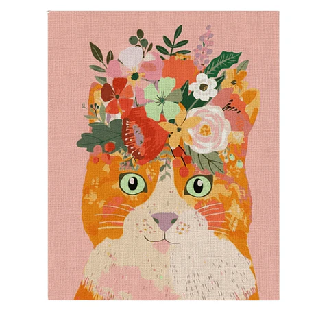 Kit Pintura Con Números El Pincel Gato Naranjo 