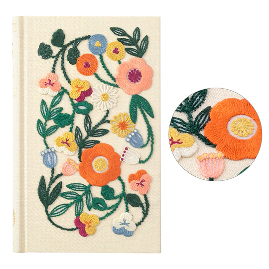 Midori 5-Year Diary Embroidery Flower Black