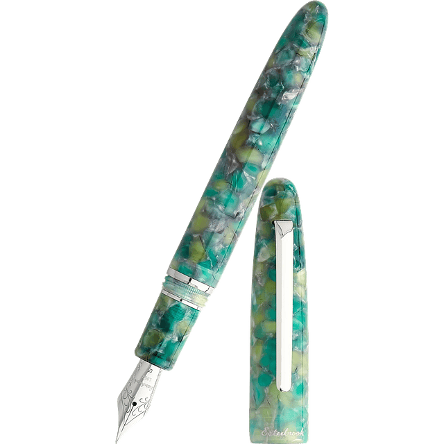 ESTERBROOK PLUMA ESTIE GREEN GLASS SILVER TRIM