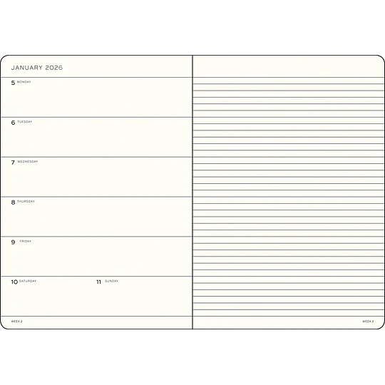Agenda Semainier LEUCHTTURM1917 2026 - Format A5 (14.5x21 Cm), Couverture Souple Citron, Pages Lignées, élastique