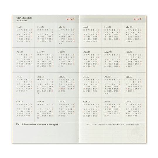 Refill  2026 Weekly + Memo TRAVELER´S Notebook